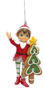 Elf with Cookie Christmas Ornament - NEW