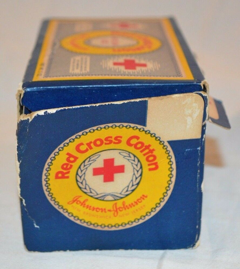 Vintage Antique Red Cross Cotton Medium Size Johnson & Johnson Original Box - ThingsGallery