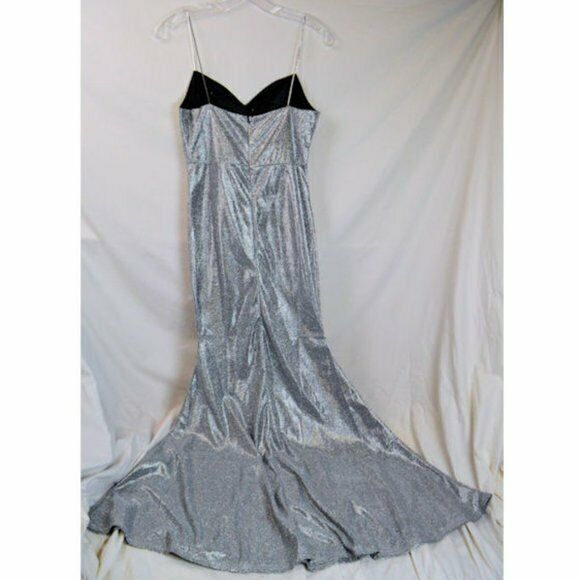 Gorgeous Sexy V Neck Sleeveless Silver Maxi Dress NEW