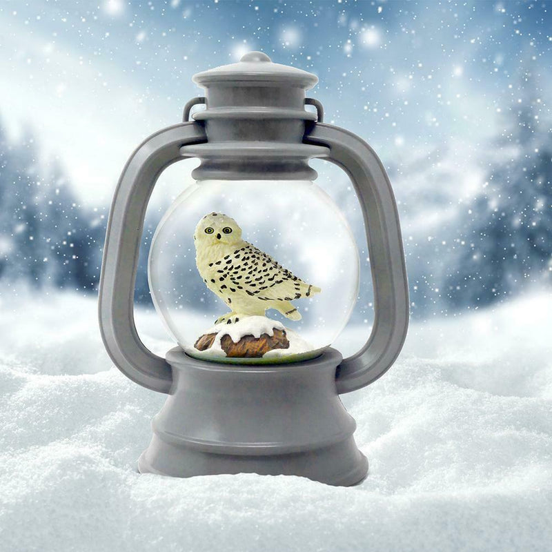The San Francisco Music Box Company Grey Lantern Snowy Owl Snow Globe NIB