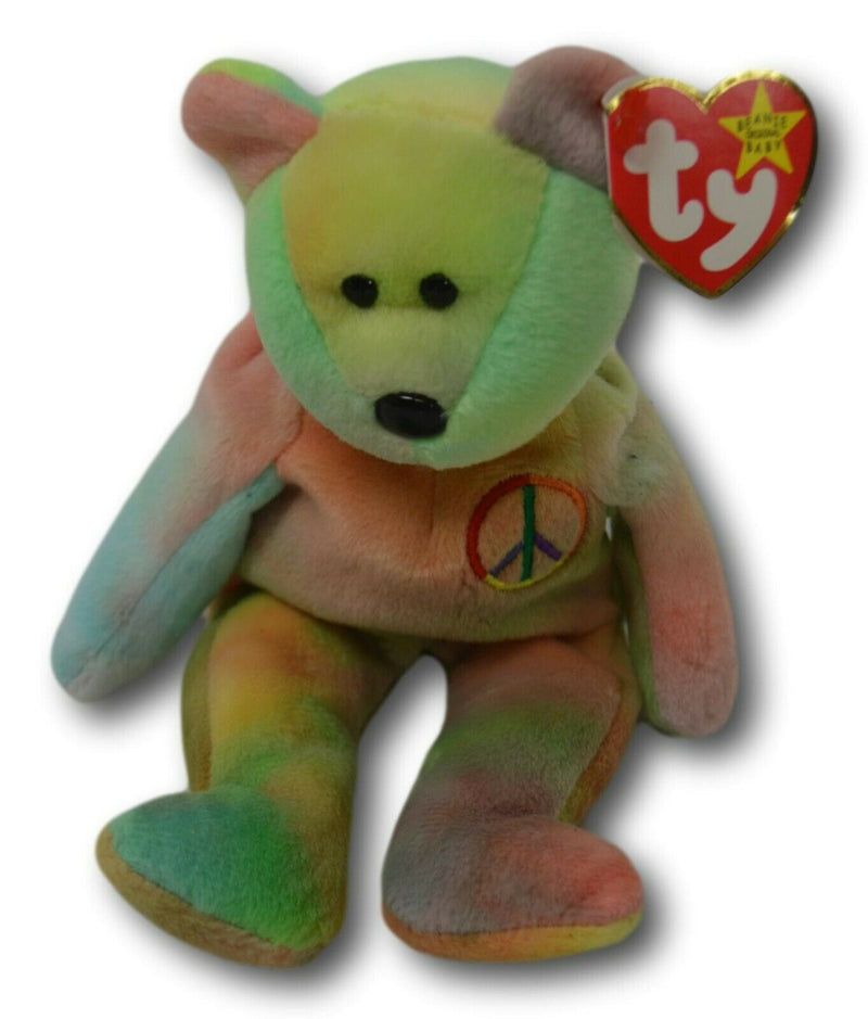 Retired TY Beanie Baby Peace Bear 1996 - Rare Tag Errors!
