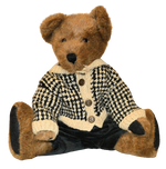 Boyds Bears 15" Brown Stuffed Plush Bear Black & Beige Sweater Velvet Overalls