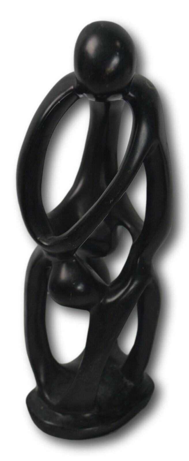 Vintage Black Soapstone Infinity Family Sculpture Figurine 11" H