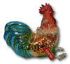 Rooster Glass Christmas Ornament 5" x 5" Multicolor Glitter Accents - NEW