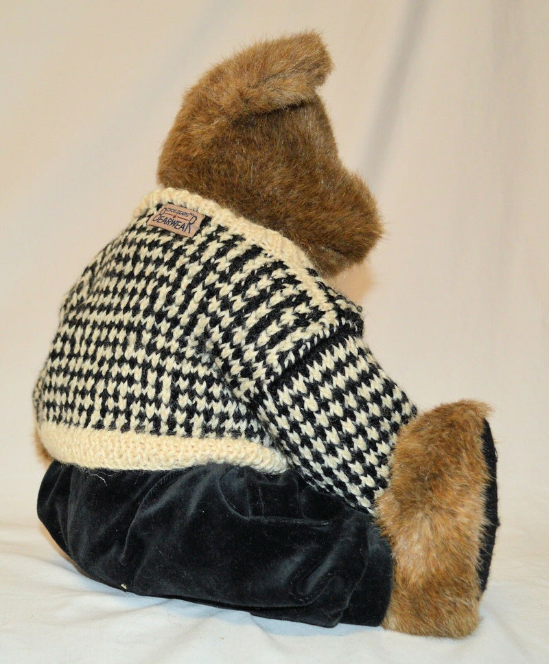 Boyds Bears 15 Brown Stuffed Plush Bear Black & Beige Sweater