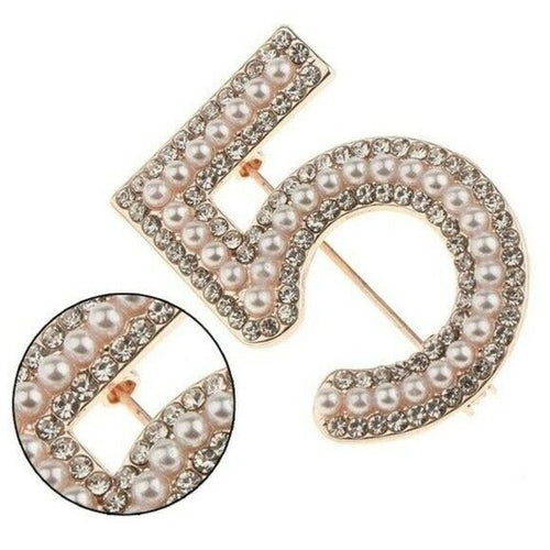 Gorgeous No: 5 Crystal & Pearl Brooch / Pin