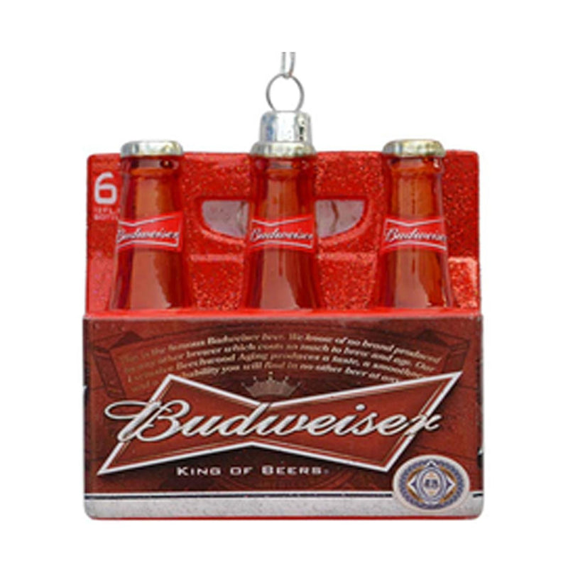 Kurt Adler 3.5" Budweiser Six Pack Glass Beer Bottle Christmas Ornament NEW