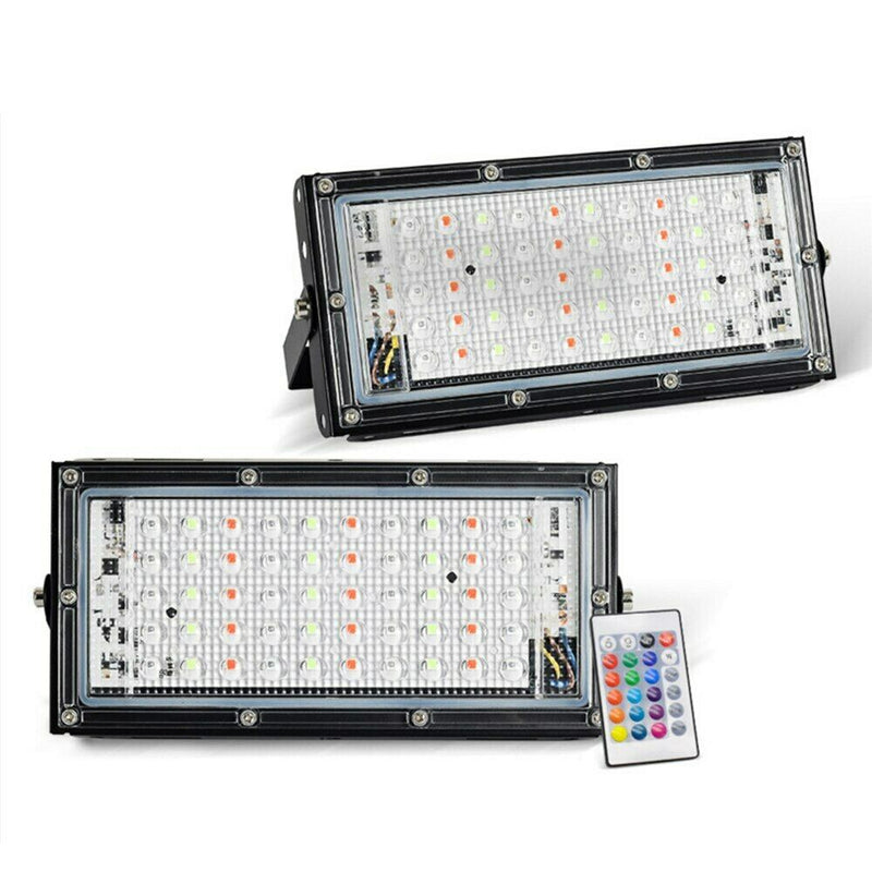 AC 220V RGB Floodlight 50W IP65 Waterproof LED Spotlight with Remote Controller