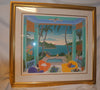 Framed Thomas McKnight Mustique Pavillion Steriograph Ocean View Numbered Signed