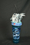 Sea World Cups Collectible Souvenir Plastic With Straw 3D Lid W/ Dolphins Shamu