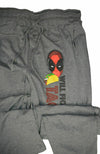 Marvel Mens Deadpool Grey Lounge Pajama Pants Will Fight For Tacos -NEW Size: XL