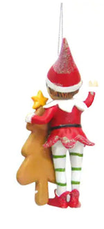 Elf with Cookie Christmas Ornament - NEW
