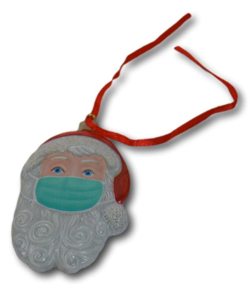 Santa with Facemask (Mask) Resin Christmas Ornament - NEW