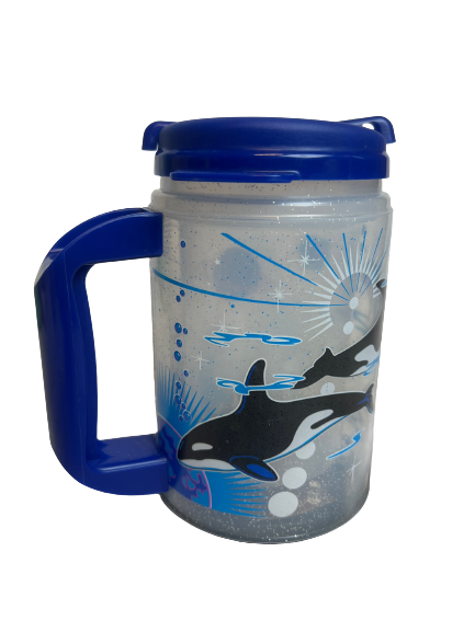 Rare Vintage Plastic Drink Mug SeaWorld Shamu Flashing Lights