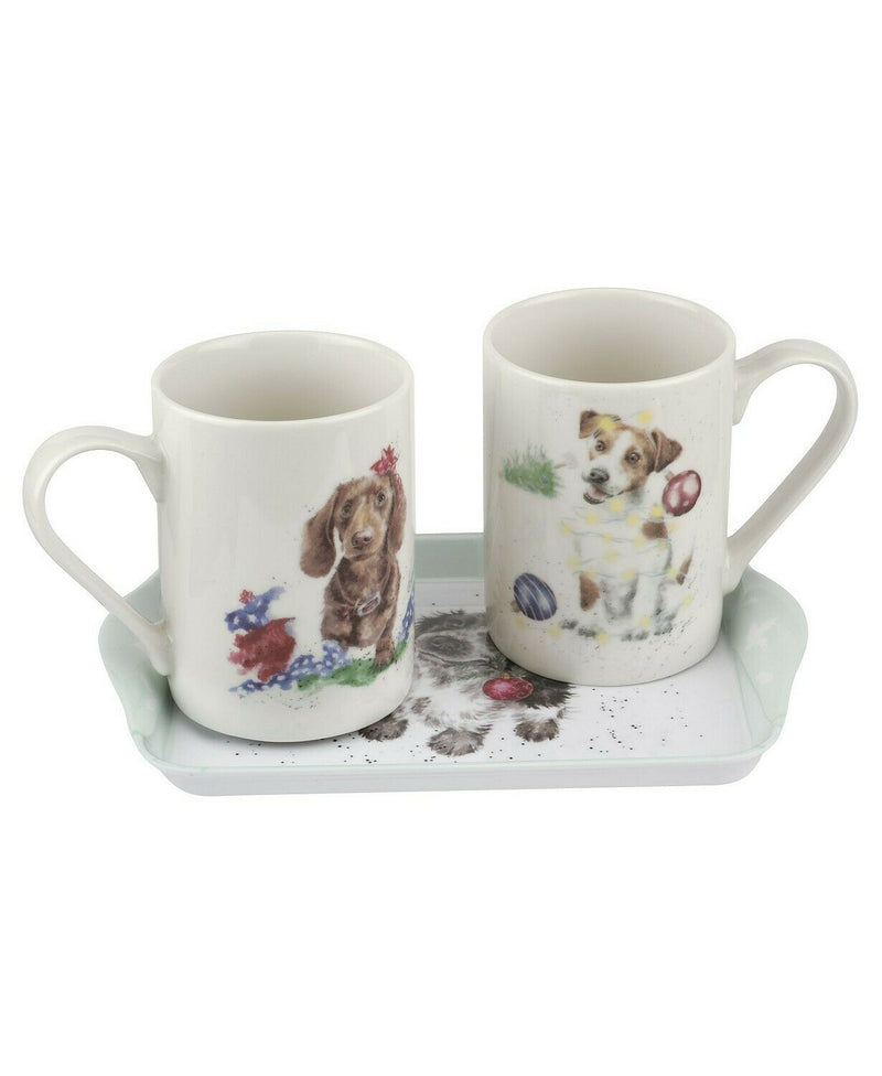 Wrendale Designs 3 Piece Mug and Tray Set - Santa's Little Helpers - NEW