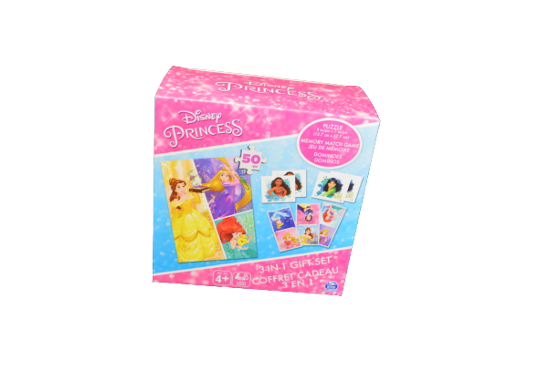 Disney Princess 3-In-1 Gift Set ~ 50 Pcs Puzzle, Memory Match Game, Dominos NIB