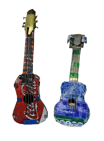 Amazing South Africa Handmade Guitar Set of 2 Made from Soda Cans Tin Figurine