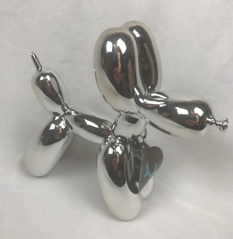 Metallic Silver POP ART 6.5" Balloon Animal DOG Artwork Figurine NIB Museum