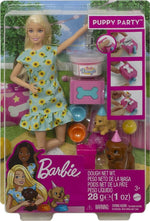 Barbie Doll & Puppy Party Playset + 2 Pet Puppies Dough Cake Mold +Accessories