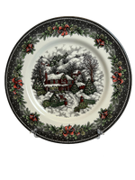 Royal Stafford Christmas Village Cottage Dinner Plate Set X 4 England - NEW