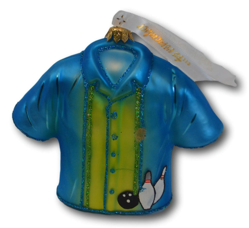 Ornaments To Remember Men Bowling Shirt Glass Christmas Ornament - NEW