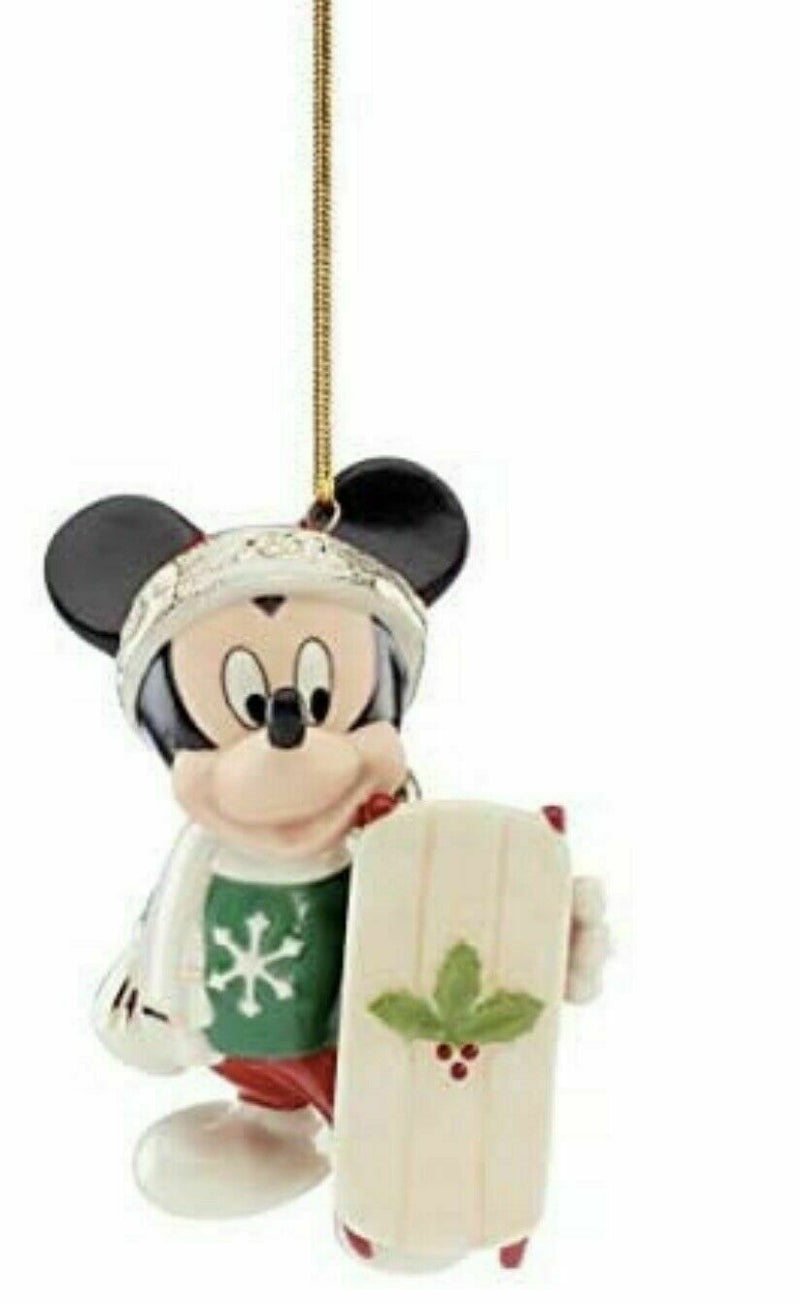 Lenox Disney 2020 LET IT SNOW Mickey Mouse w Sleigh Porcelain Ornament NIB