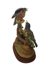 Vintage Andrea by Sadek Robin Birds on a Tree Limb Porcelain Figurine + Base