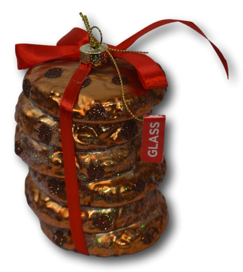 Oreo Chocolate Chip Cookie Stack Glass Christmas Ornament - NEW