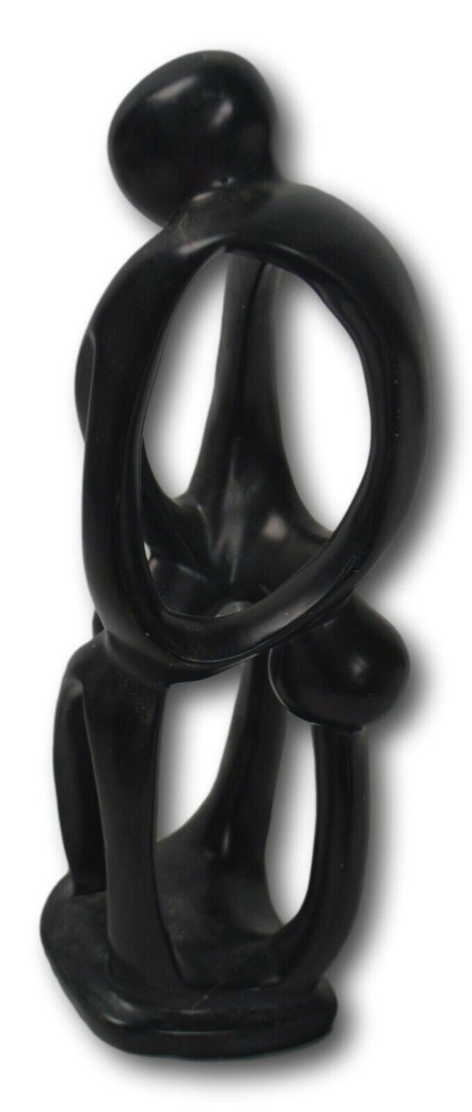 Vintage Black Soapstone Infinity Family Sculpture Figurine 11" H