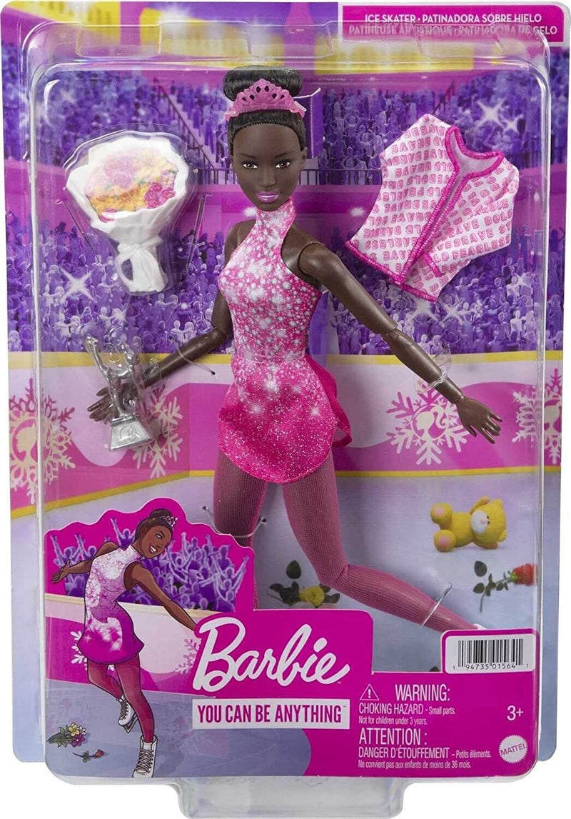 A/A Ice Skater Barbie Doll African American Brunette NIB