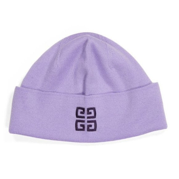 GIVENCHY Purple Made In Italy Wool Designer Beanie - NEW