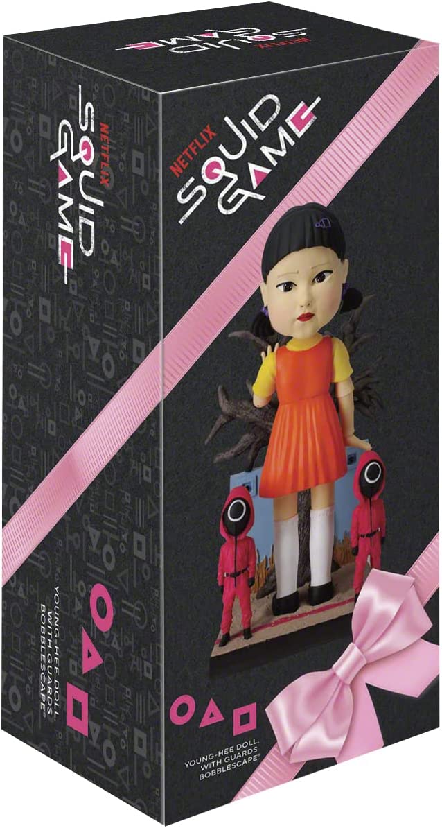 Royal Bobbles Squid Game Young-HEE Doll 8” with Guards Bobblescape Bobblehead, Premium Polyresin Lifelike Figure, Unique Serial Number, Exquisite Detail
